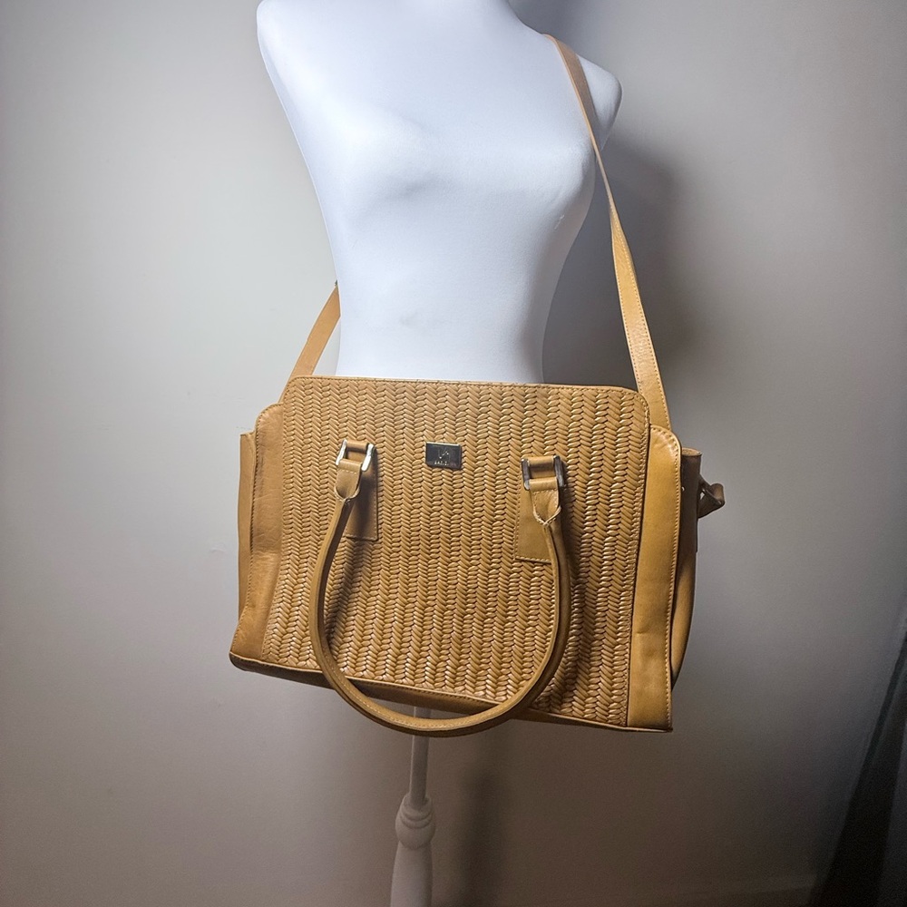 Vélez Colombia Woven Leather Satchel / Tote – Tan – Crossbody Strap
